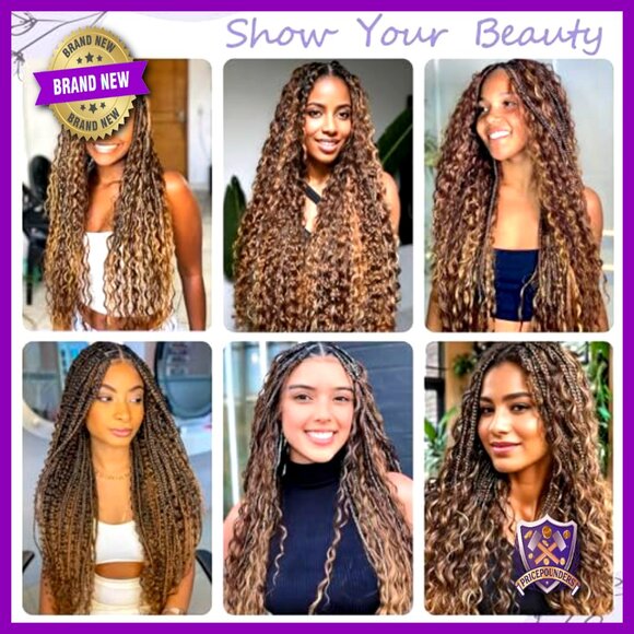 18 Inch Deep Wave Human Hair Extensions 100g 4 Bundles Boho Braids main image 6